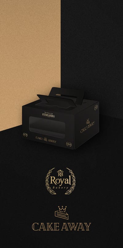 Royal Bakery kakkulaatikon suunnittelu.